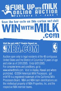 “Fuel Up With Milk” NBA Online Auction — milk carton panel
