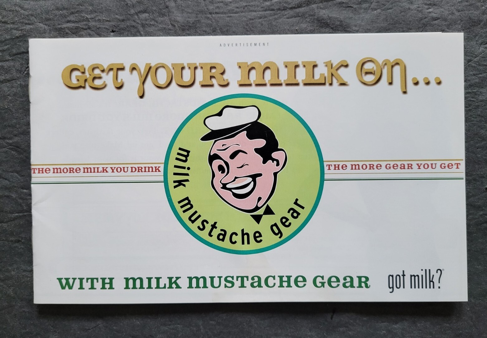 got milk? 'Milk Mustache Gear' 12-Page Promo Mini-Catalog — Spread 1 of 7 — 1999 Milk Mustache Gear mini-catalog